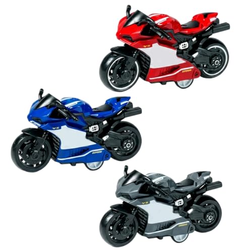 Rndqw 3Pcs Pull Back Motorcycle Set Motorcycle Model Collection