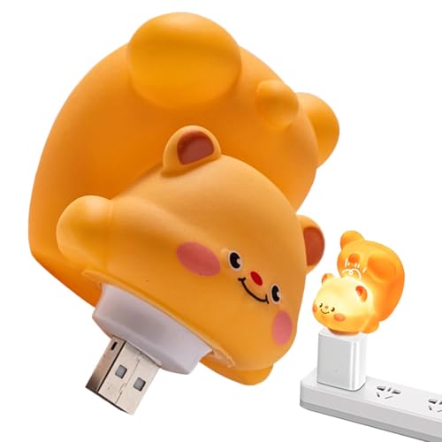 luz nocturna – Luz nocturna LED con oso de mantequilla, lámpara táctil recargable | Luz nocturna para niños con control de voz USB 7 colores cambiantes, animales para niños, lámpara de