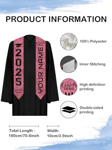 Custom Graduation Stoles with Photo Personalized Congratulation Gifts Class of 2025 Graduation Sash for University3
