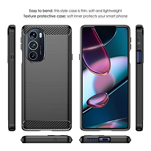Image of Back Cover Motorola Edge 30 Pro Exclusive Premium Tough Rugged Solid Black Shock Proof Slim Armour Carbon Texture Dual Case for Motorola Edge 30 Pro (Texture Black)