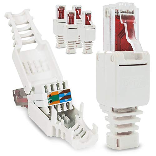 Faconet Confezione da 20 connettori di rete RJ45, CAT 7A, CAT 6A, CAT7, bianco fino a 10 Gigabit, connettore modulare, protezione antipiega, cavo di rete LAN cat7 cat8.1 AWG23