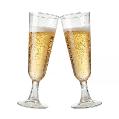 Ricvan Clear Plastic Champagne Flutes 60 Pack Disposable Wine Glasses 5 oz