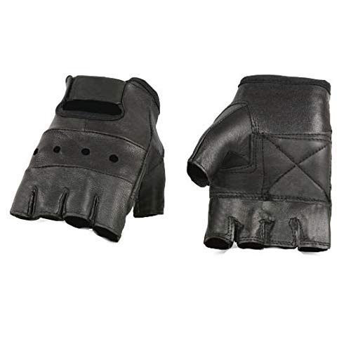 Men’s Leather Fingerless Riding Gloves (M)