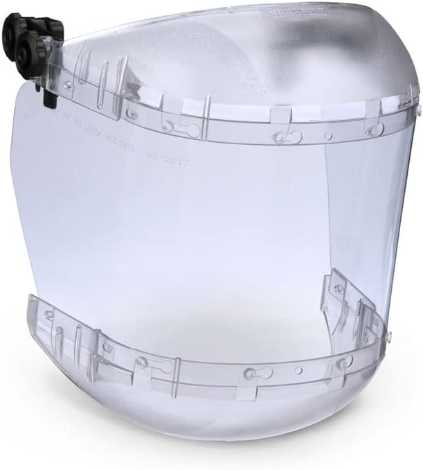 Sellstrom Dual Crown Safety Face Shield with Universal Hard Hat Slot Adapter (Hard Hat Not Included), Clear Tint, Uncoated, Clear, S38510