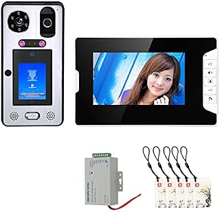 7 Inch Video Door Phone Doorbell Intercom System with Face Recognition Fingerprint RFIC Wired 1000TVL Camera Ring Alarm Home Security System (Color : Black Size : 813GLB12) (Black 813GLB11)