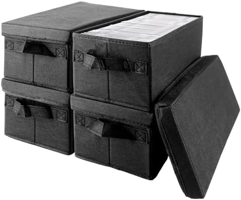 Oungy Pack of 4 CD Storage Boxes, CD Boxes Storage for 36 CDs, DVD ...