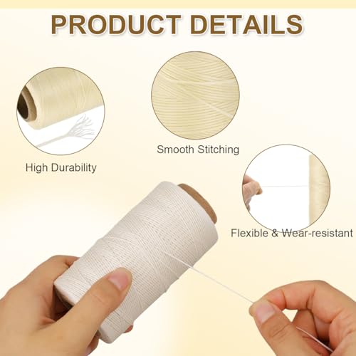 Hilo encerado para cuero 0.8MM 285 yardas Beige miniatura 3