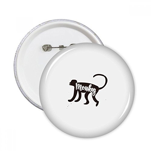 Singe noir et blanc Pins bouton décoration ronde vêtement et sac lot 5pcs