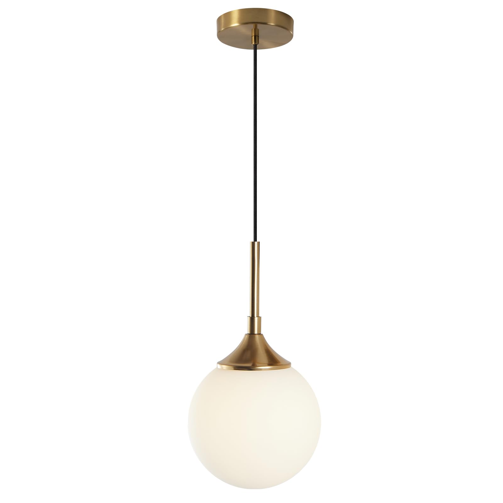 Photo 1 of KCO Lighting Mid Century Modern Milk Glass Pendant Light Large White Globe Hanging Light Gold Ceiling Light Fixture 1 Light Pendant Lighting Brushed Brass Hanging Light Fixture