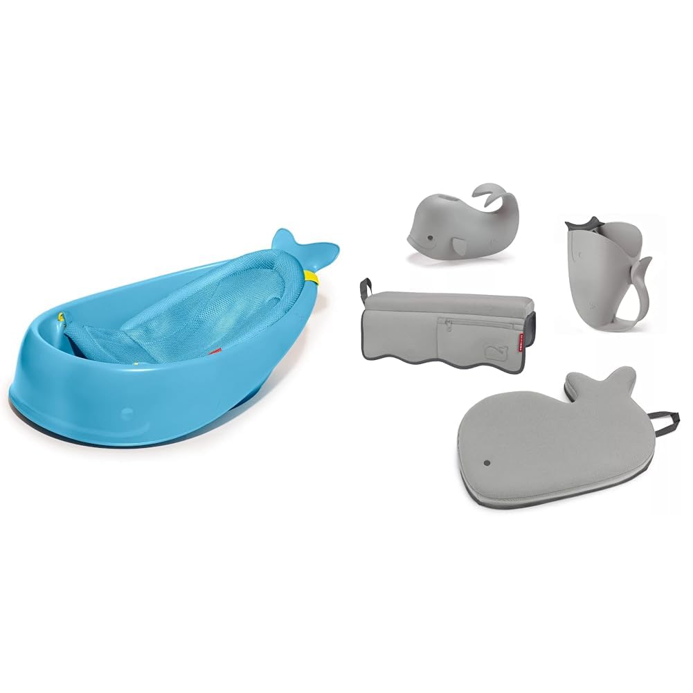Skip Hop Baby Bath Tub 3-Stage Smart Sling Tub Moby Blue Moby Baby Bath Essential Set Grey