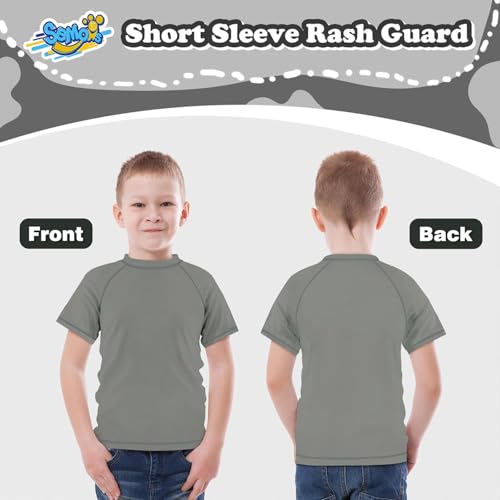 Image of Semois Boys Rash Guard Swim Shirt Short Sleeve Swimwear Toddler Kids Youth Rashguard Water Shirt UPF+ 50 Quick Dry Shirt