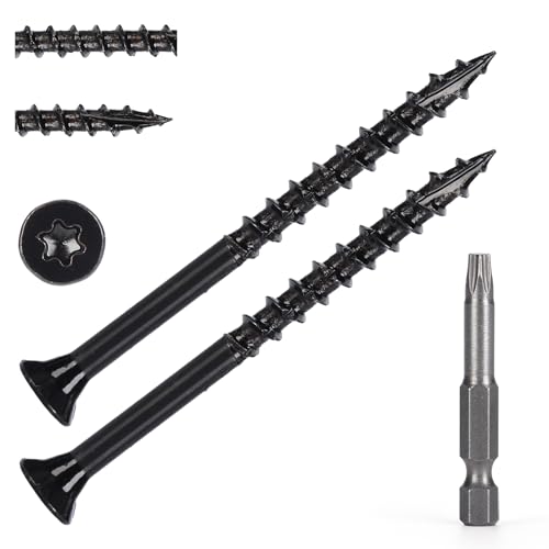 Image of Wood Screws #10 x 2-1 /2'', T25 Star Torx Drive Flat Head Deck Screws, Black, 79Pcs (1lb)