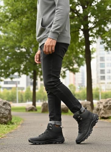 Image of Leo's Fitness Waterproof Canvas High Ankle Boots for Trekking Hiking & Other Casual Purpose