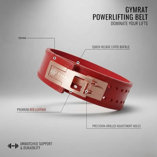 Image of GYMRAT RED EDITION 13MM Adjustable Weightlifting Lever Belt for Man and Women, Weightlifting with Adjustable Heavy Duty Buckle, Professional Weight Lifting Belt (ROSE GOLD, L)