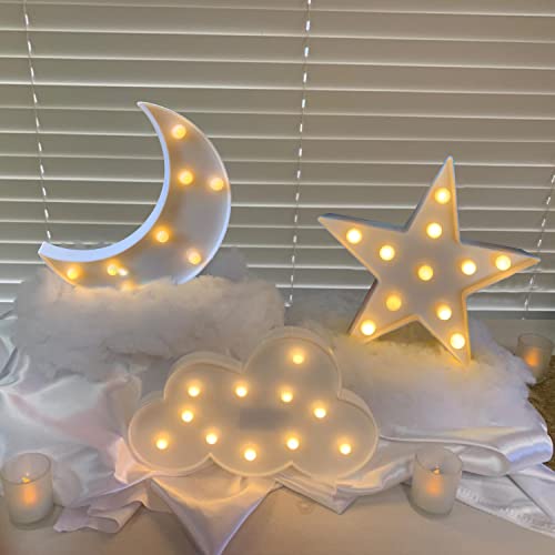 Image of ZUOVAOV Stars Moon Clouds Logo Night Light, Plastic, White, Decorative Art Lamp
