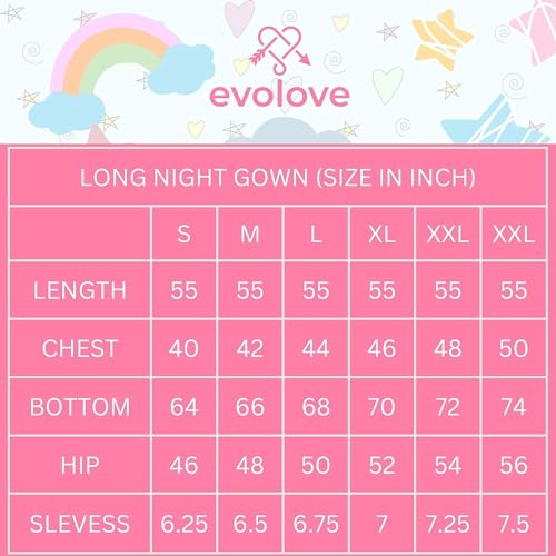 Image of Evolove Women's Cotton Long Maxi Night Gown Nighty Dress with Pocket & Stylish Button, Super Soft Comfortable (LNG-Button)