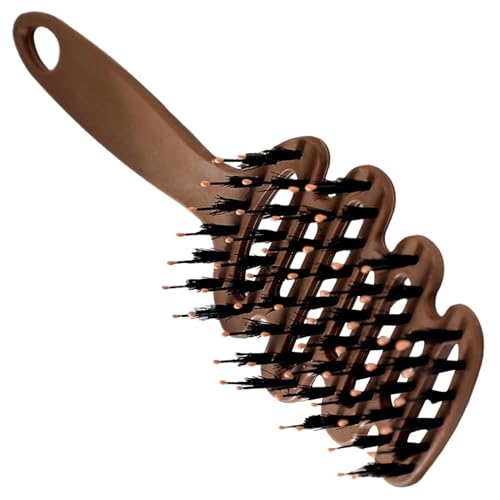 Cepillo de pelo de jabalí – Cepillo de cerdas | Peine curvo | para masaje, secado rizado, alisado, viajes, ducha, salón de belleza y hogar