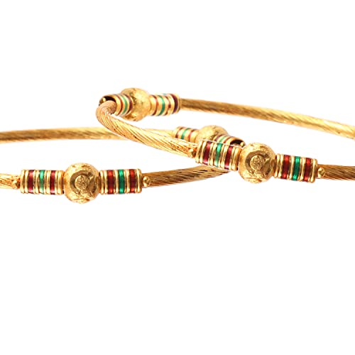 Jewar Bangle Fashion Indian Bollywood Faux Round Ball Handmade Meena Work Jewelry for Women & Girls - Traditional Ethnic Gold-Plated Bangle Set for Weddings Festivals Parties Gifting3