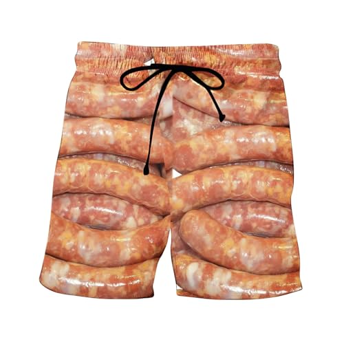Swimming Trunks for Men Swim Shorts Lace Up Stretch Waist Quick Dry Swimwear Mens 3D Funny Sausage Print Swimsuits