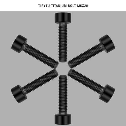 Image of Titanium Bolts M5x20, Black, 6PC | Lightweight Hex Socket Screws, MTB /Road Bike /Motorcycle, Corrosion Resistant, Marine Grade Fasteners