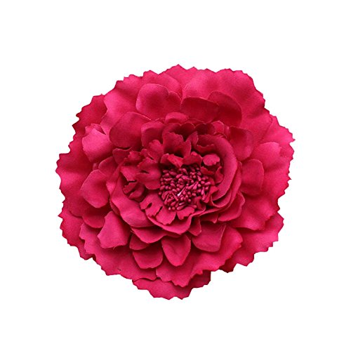 Kewl Fashion Women s Bohemia Peony Flowers Hairpin Hair Clip Flower Brooch (Dark Fuchsia #1)