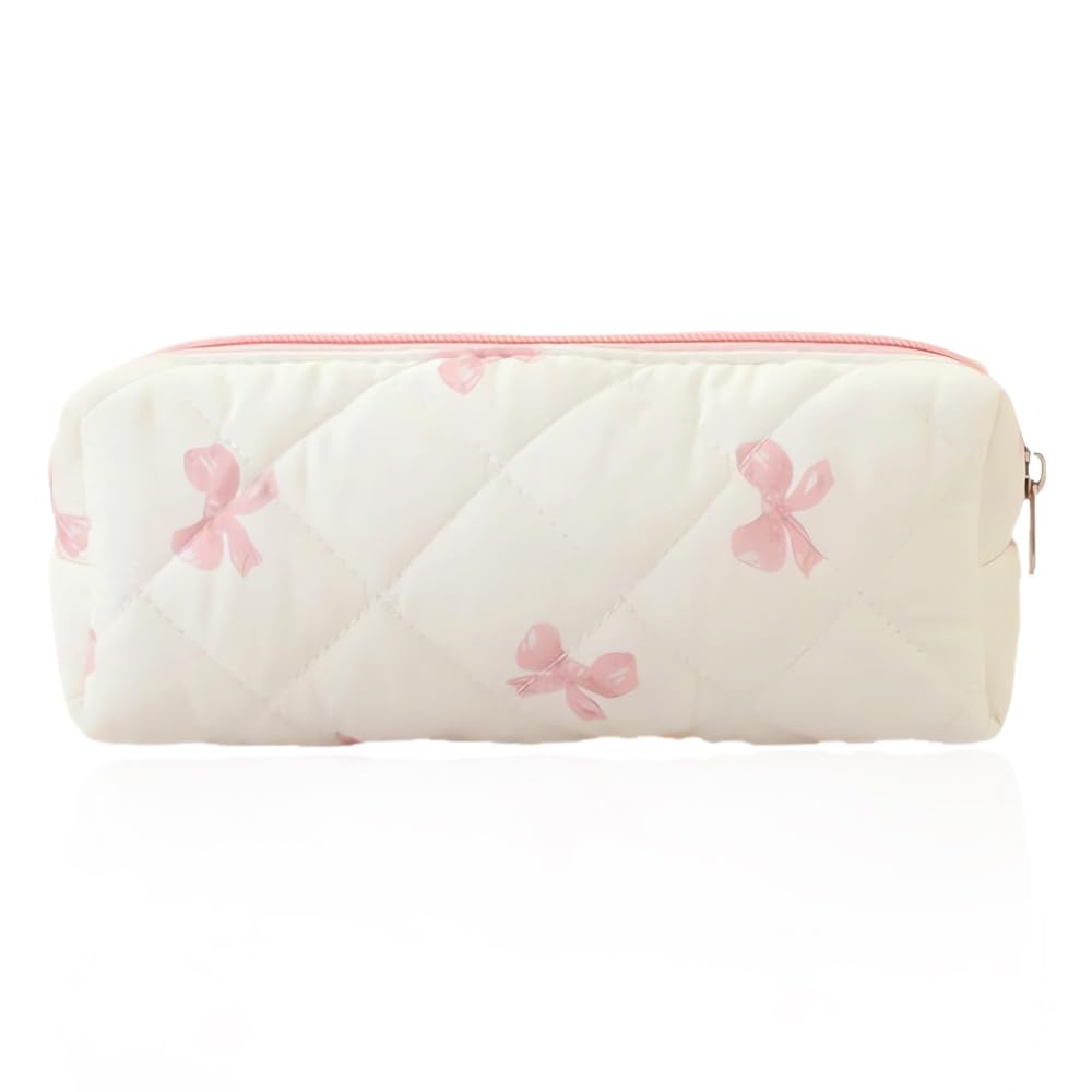SSyang Pencil Case, Coffre a Crayon, Pencil Pouch, Bow Marker Case, Single Layer Large Capacity, Cotton Material, Smooth Zipper, for Schools and Offices
