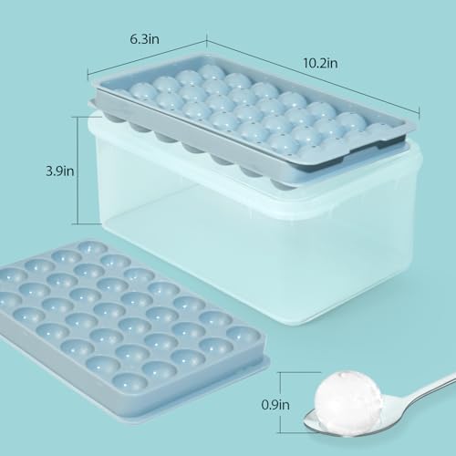 Image of Ice Cube Trays with Lid and Bin, 1.0 IN Small Round Ice Cube Mold for Freezer - Easy Release Stackable Ice Ball Maker for Cocktail, Whiskey and Drinks,BPA-Free(1.0in /70 balls&box)