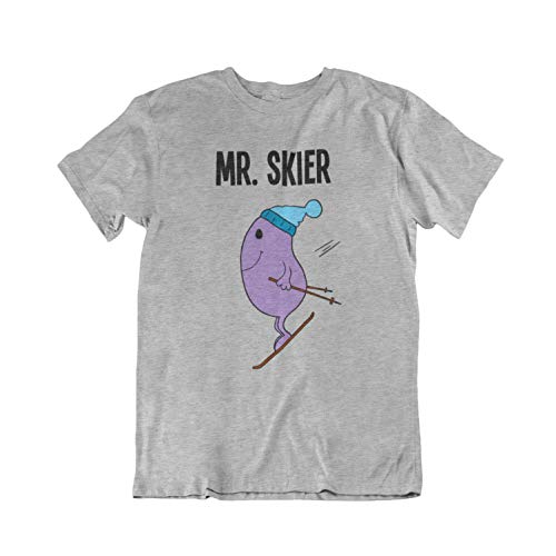 Mr Skier - Mens Skiing Sports Gift Organic Cotton T-Shirt (X-Large, Grey)