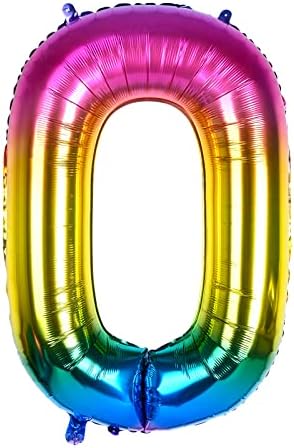 40" Blue Number 0 Balloon for Birthday Party Decorations, Large Self Inflating Helium Foil Number Balloons 0-9 for Age Balloons/Anniversary/Celebration Balloons Decorations