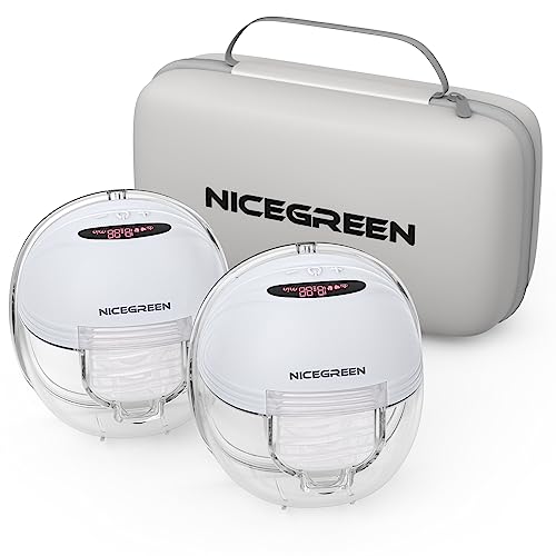 Image of NICEGREEN LIFE Breast Pumps Hands-Free, Wearable Breast Pump for Breastfeeding, 3 Modes & 12 Levels with LED Display, Low Noise with Memory Function Electric Rechargeable Pump, Blue
