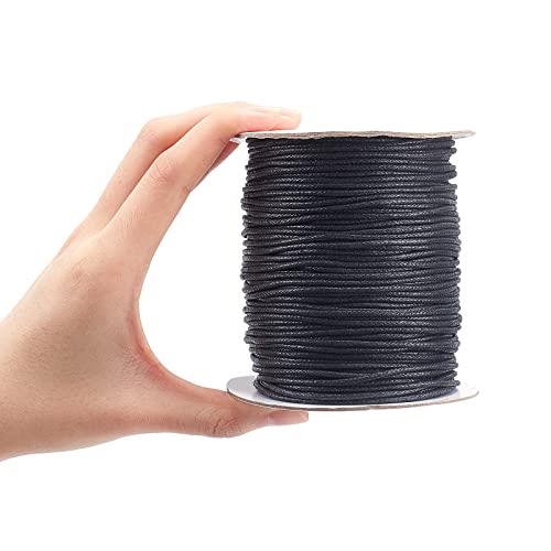 Ph Pandahall 2Mm Black Waxed Cord For Jewelry Making, 100 Yards Waxed Cotton Cord Thread Beading Cord String For Bracelet Necklace Waist Chain Anklet Macrame Supplies #TOP6