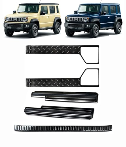 BayThral スズキ 専用 新型 ジムニー JB64 シエラJB74 ノマドJC74 に適合 インテリアパネル 6点セット ガーニッシュ ドアキックガード+サイドドアガードステッカー +リアバンパーステップガード ドアシルプロテクター 内装 カスタム