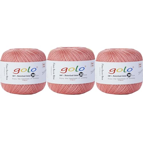 Image of golo 3 Balls Crochet Thread Size 30 Embroidery Thread Yarn for Hand Kniting Yarn for Tatting 237