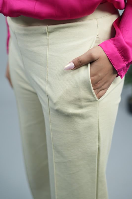 Image of Mlada Mid Waist Wide Leg Flared Pants Elastic Waist Band for Women Office Work Formal Wear Stretch Cotton Knit Flare Pants Utility Pockets Extra Flare Pants Trousers for Travel