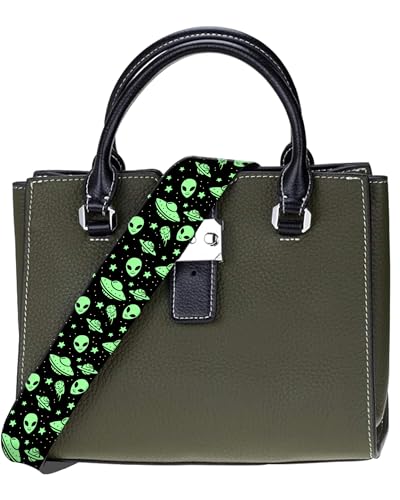 Image of Purse Strap Replacement Crossbody 2 inch Wide Shoulder Strap, Cute Handbag Strap Bag Strap Replacement Belts Adjustable Cute Green Aliens
