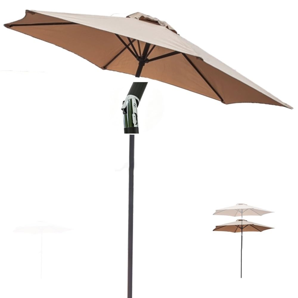 Ombrellone Da Mercato Inclinabile Ombrello Da Patio Rotondo | 180cm 200cm 230cm Ombrellone Da Giardino Altezza Regolabile Parasole Palo In Acciaio Smontabile