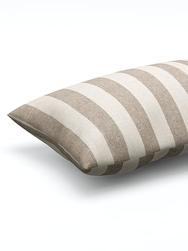 Image of 180 TC Pillow Cover Set of 2 | Pillow Cover Cotton 100% | Pillow Cover Set of 2 King Size | Wrinkle Free & Fade Resistance | Striped Pattern | Standard Size | All Season Use (Soft Cream)