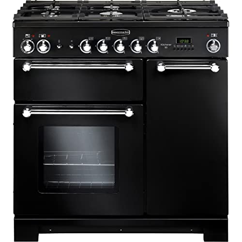 Rangemaster Kitchener 90cm Gas Range Cooker - Black