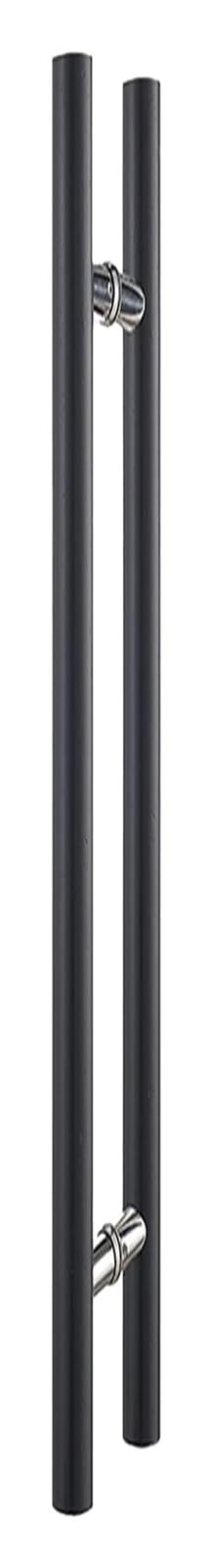 CWCQGH Push Pull Door Handle, Sliding Barn Door Handle, H Shape Double Sided Round Bar Push Pull Door Handle for Heavy Interior Exterior,Black-40cm(1.3ft)
