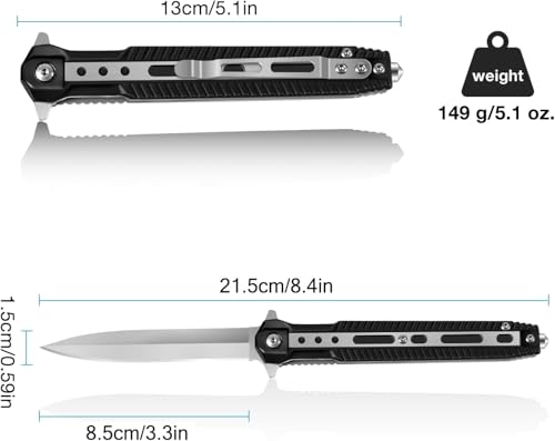 Miniatura 3 de Honzin 2 En 1 Navaja Plegable Multiherramienta 3cr13 Cuchillo De Bolsillo De Acero Inoxidable, Navajas De Rescate Con Rompevidrios Mango De Acero, Regalos Negro