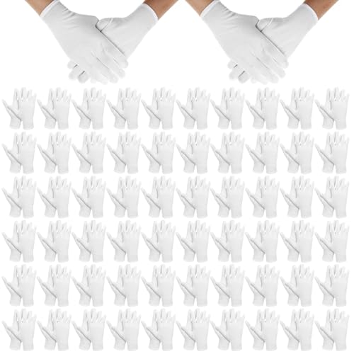 120 Pieces White Gloves Cotton, 60 Pairs Large Size Cotton Gloves Bulk Men&Women for Dry Hands Sleeping, Art Handling, Coin Jewelry Work Glove