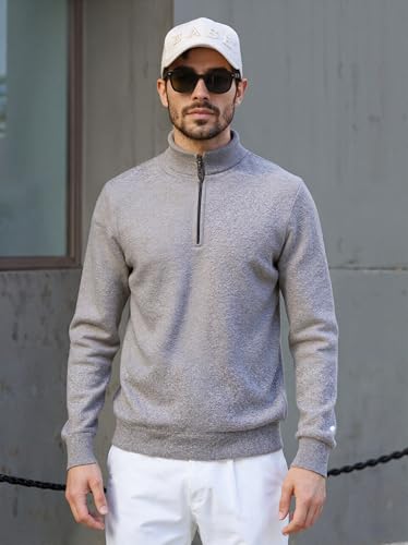 Men’s 100% Pure New Wool Cable Knit 1/4 Zip Sweater - Multi-Color Available3