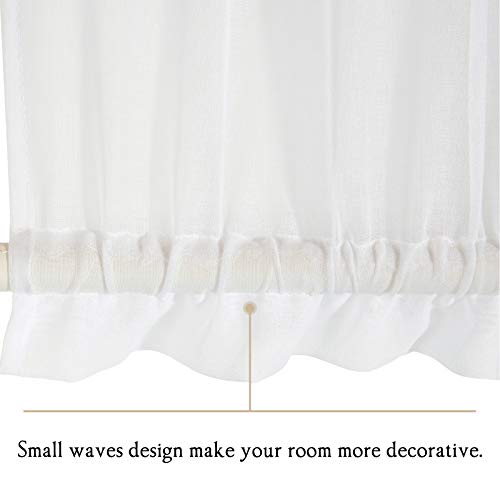Miulee Sheer Door Curtains 2 Panels Sidelight Window Treatment Curtains For Narrow Glass Door/Kitchen/Front Door Linen Textured 25 X 72 Inches With Tieback, White #TOP2