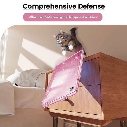 INFILAND Case for Galaxy Tab A9 Plus 5G, Glitter Cover with Sparkly Clear Back for Samsung Galaxy Tablet A9+/A9 Plus 11 Inch 2023 Model (SM-X210/X216/X218)[Auto Wake/Sleep] for Girls Kids, Pink