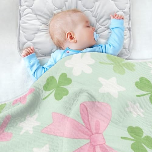 Custom Mint Green Clover Small Blankets Soft personalizadas para Dog Baby Blanket for Newborns, Infants, & Toddlers 30x40in Manta personalizada para4