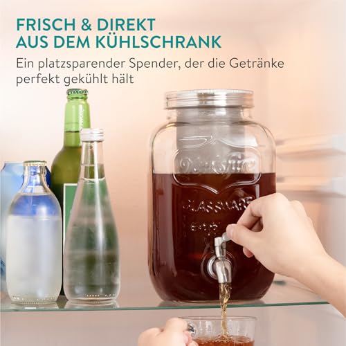 Navaris Cold Brew Coffee Maker - 4L Wasserspender Getränkespender - Edelstahl-Zapfhahn und Deckel - Wasser Spender Drink Dispenser - Cold Brew Kaffee und Eistee, Kaffeezubereiter