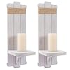 Farmhouse Wall Decor Candle Sconces 2 Pcs Rustic Scandinavian Handmade Wooden Wall Mount Candle Holders for Bedroom Living Room Bathroom Home Hanging Art Decorations Accessories Gifts Grayish White