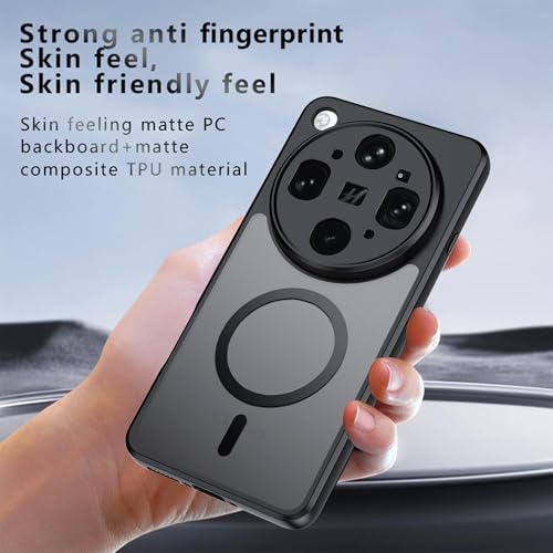Image of QUIETIP Magnetic Case for Oppo Find X9 Ultra with Screen Protector,[Compatible with MagSafe] Translucent Matte Drop Protection Cover,Black