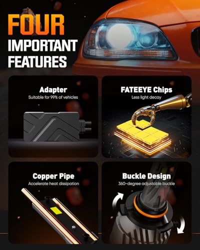 Image of 𝟵𝟬𝟬𝟱 Fog light Bulb - 60000LM Super Bright Bulb with Fan, 130W 𝐇𝐁𝟑 No Adapter Required, 6500K White, Pack of 2