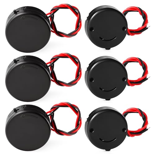 KUOQIY 6 Piezas 2 x 3V CR2032 Soporte de Batería Redonda de Plástico, CR2032 Portapilas, 3V CR2032 Soporte de Bateria Pilas de Boton con Interruptor de Cable, Interruptores Palanca + Pulsador, Negro